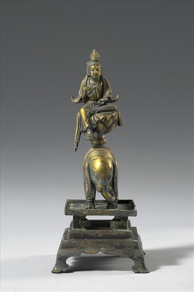 中國 明 銅鎏金 普賢騎象像