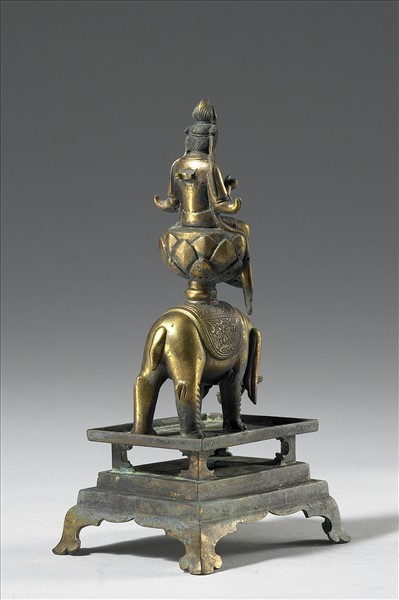 中國 明 銅鎏金 普賢騎象像