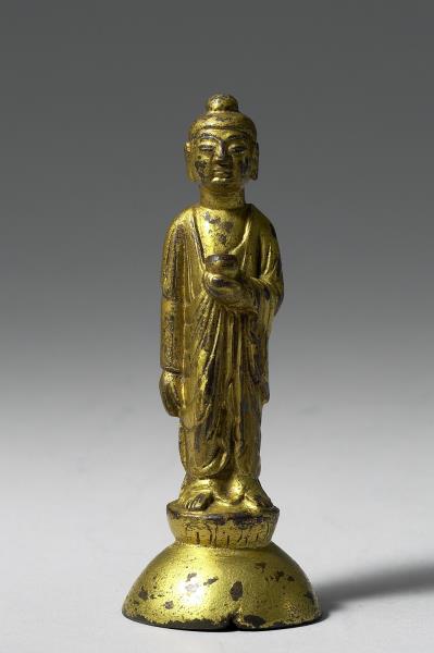 韓國 統一新羅時代 銅鎏金 藥師佛立像