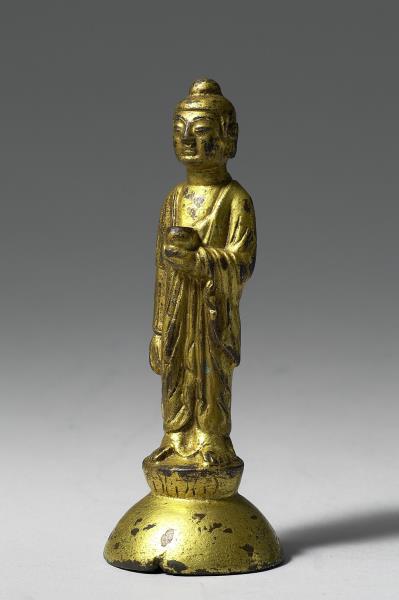 韓國 統一新羅時代 銅鎏金 藥師佛立像