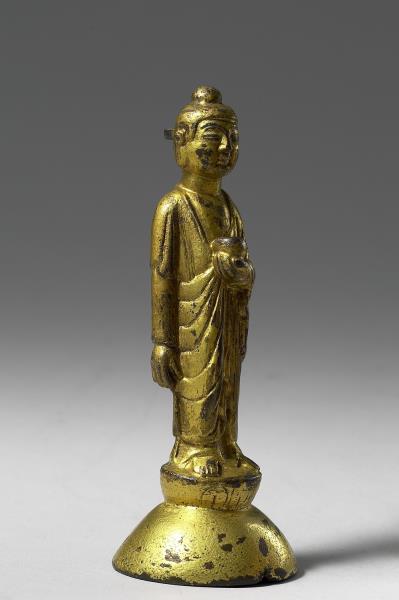 韓國 統一新羅時代 銅鎏金 藥師佛立像