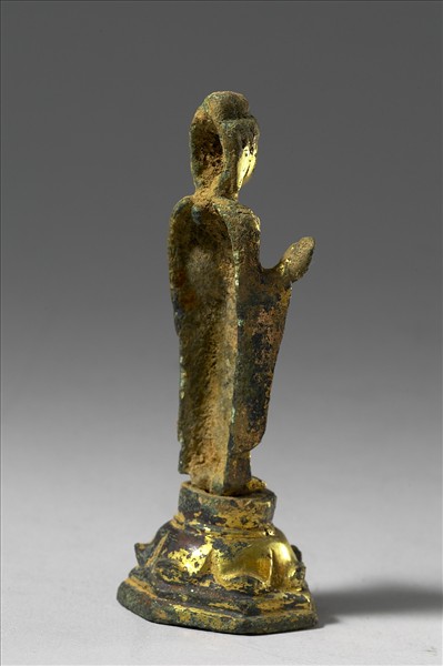 韓國 統一新羅時代 銅鎏金 佛立像