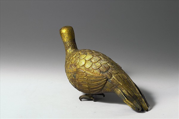 青銅鎏金鵪鶉