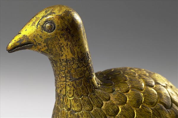 青銅鎏金鵪鶉