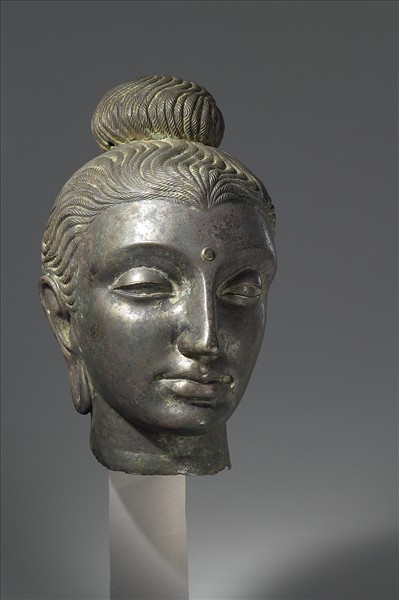 巴基斯坦 犍陀羅藝術風格 20世紀 紅銅合金 佛頭像