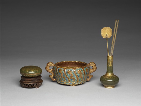 茶葉末釉描金銀瓶