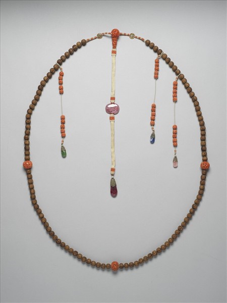 茄楠木刻「囍」字朝珠