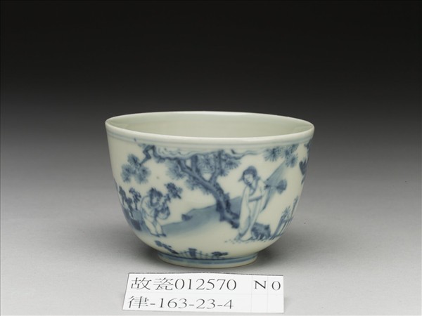 青花陶淵明賞菊圖杯