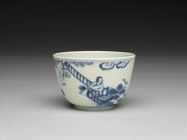 青花人物紋杯