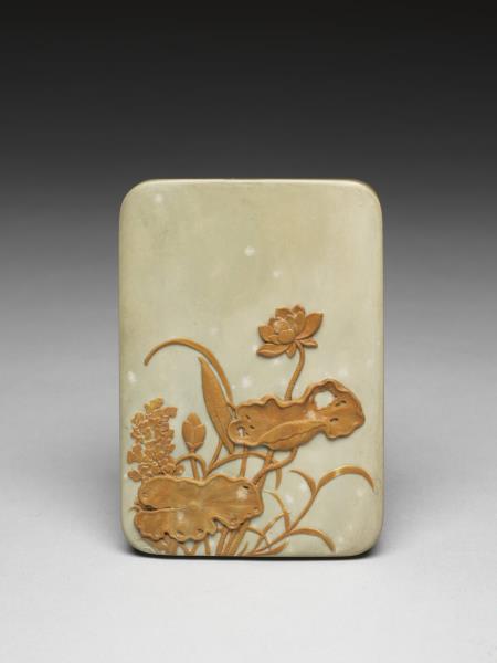 松花石荷塘硯盒