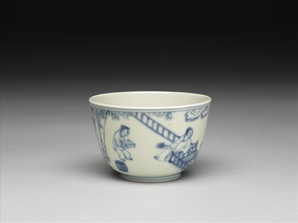 青花人物紋杯