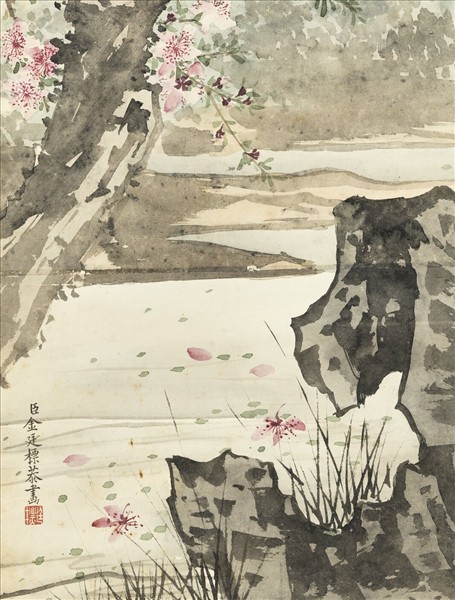 清金廷標畫碧桃　軸