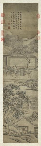 清吳桂畫雪景人物事蹟御題　軸