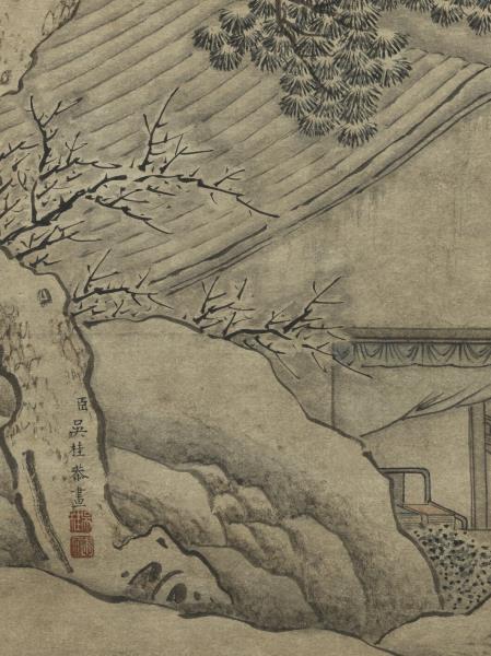 清吳桂畫雪景人物事蹟御題　軸