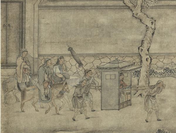 清吳桂畫雪景人物事蹟御題　軸