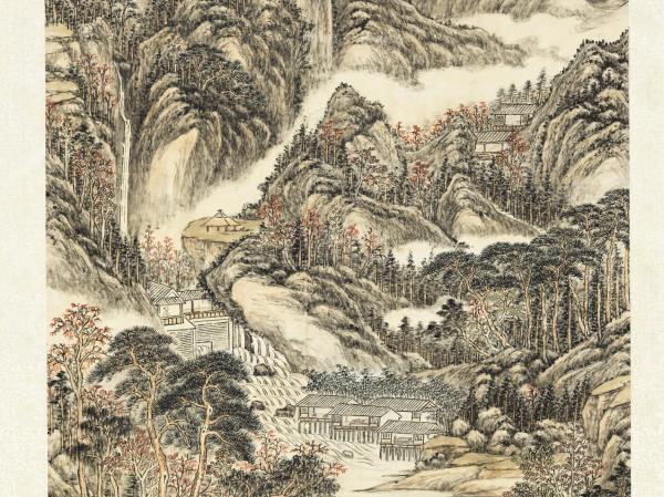 清方琮畫山水御題　軸