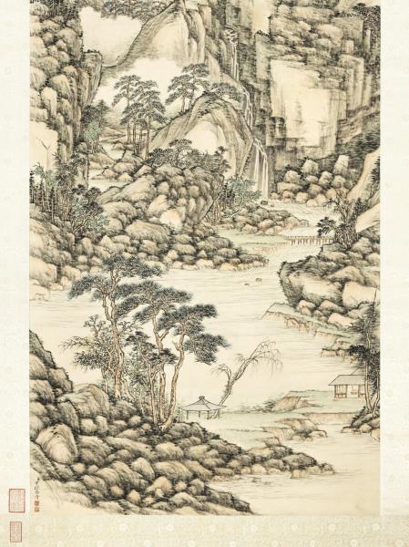 清方琮畫松巖飛瀑　軸