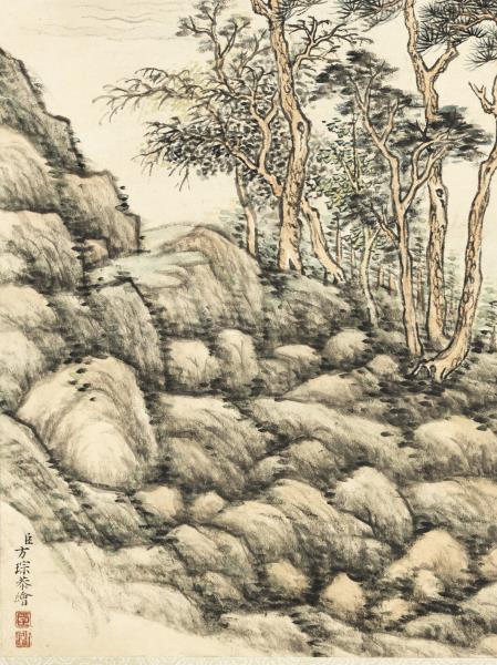 清方琮畫松巖飛瀑　軸