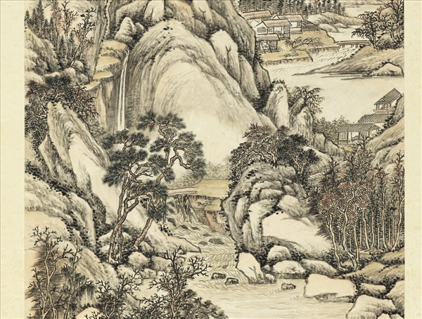 清方琮松閣聽泉圖　軸