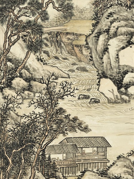 清方琮松閣聽泉圖　軸