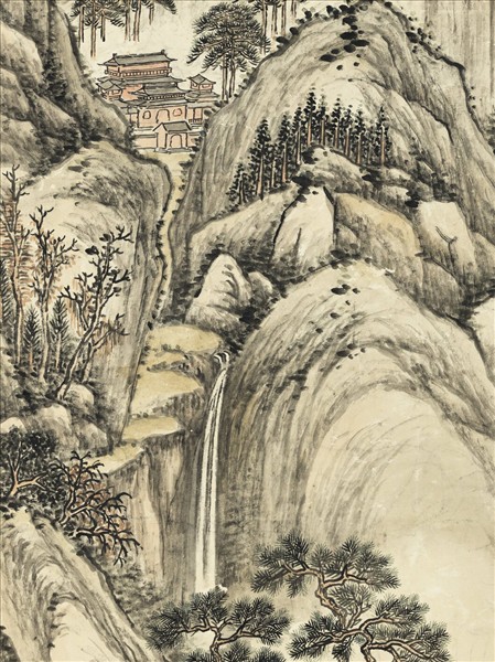 清方琮松閣聽泉圖　軸