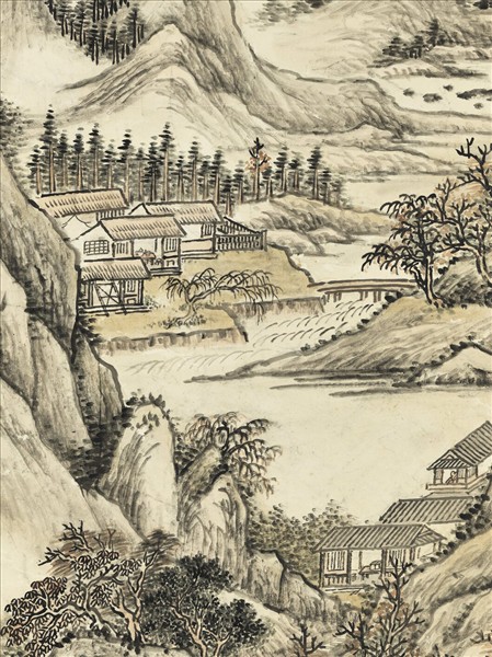 清方琮松閣聽泉圖　軸