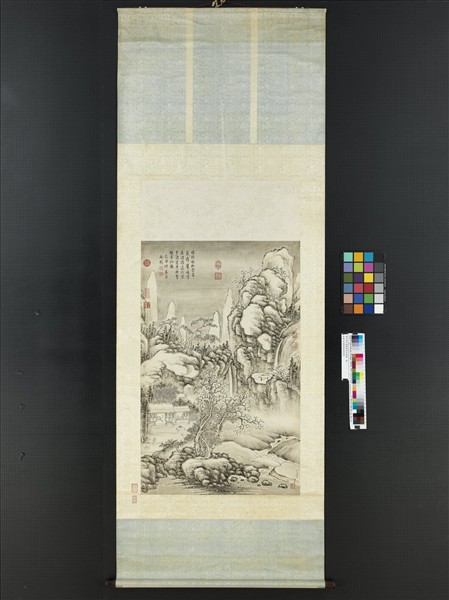 清方琮竹窗晴雪高宗御題　軸