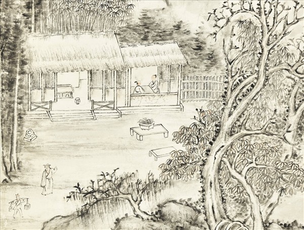 清方琮竹窗晴雪高宗御題　軸