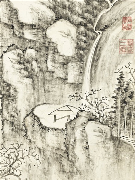 清方琮竹窗晴雪高宗御題　軸