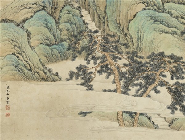 清沈全畫五老觀峰　軸