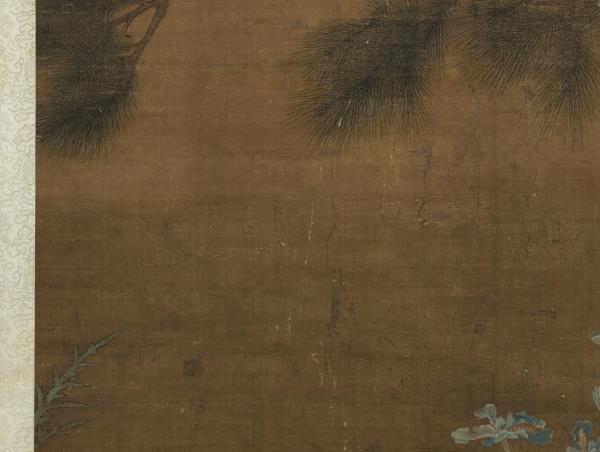 宋人畫雙松花鳥　軸