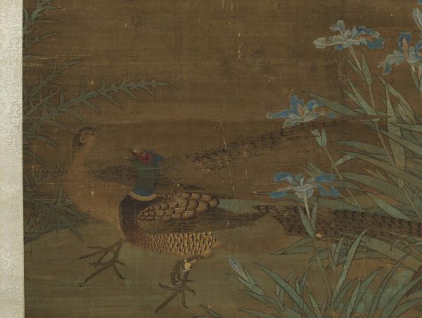 宋人畫雙松花鳥　軸