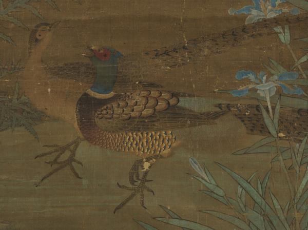 宋人畫雙松花鳥　軸