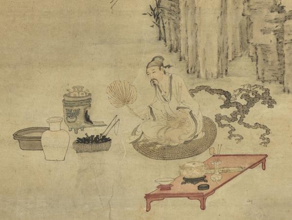 明唐寅煎茶圖　軸