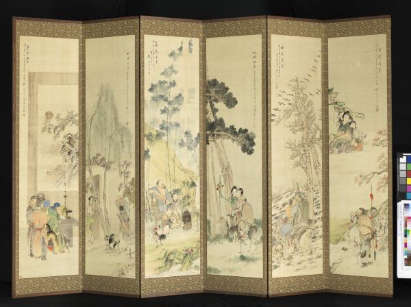 清錢慧安人物十二屏風　富貴壽考