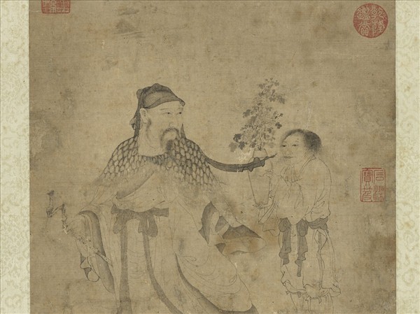 明唐寅採菊圖　軸