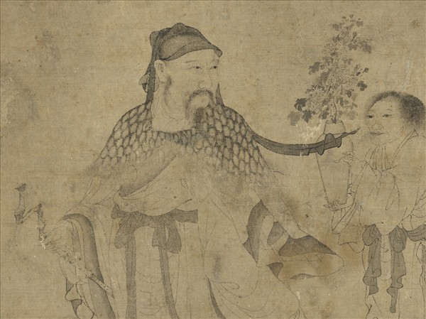 明唐寅採菊圖　軸
