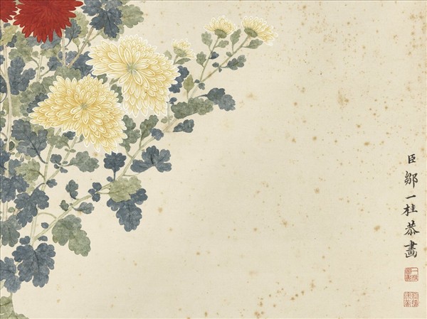 清鄒一桂菊石　軸