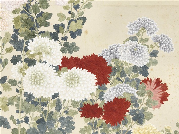 清鄒一桂菊石　軸