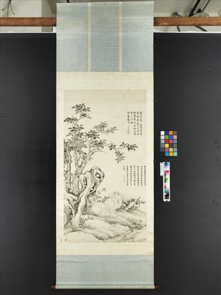 清蔣溥桂花雙兔　軸