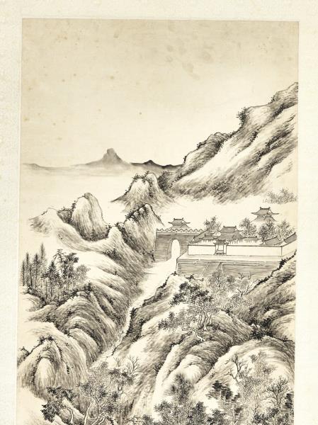 清蔣溥秋山行旅　軸