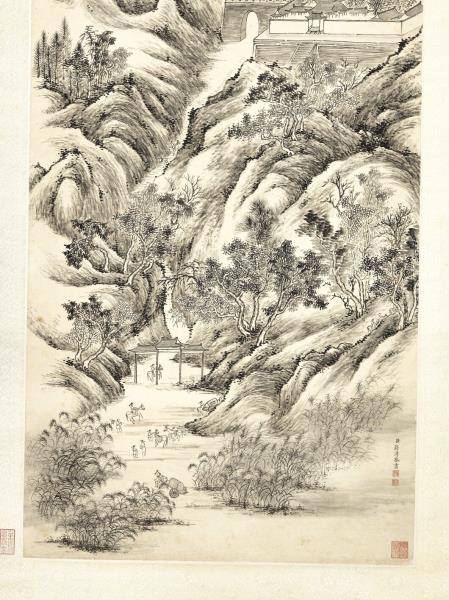 清蔣溥秋山行旅　軸