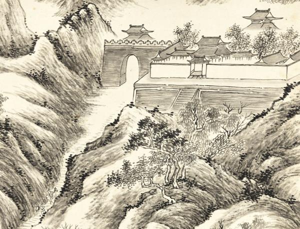 清蔣溥秋山行旅　軸