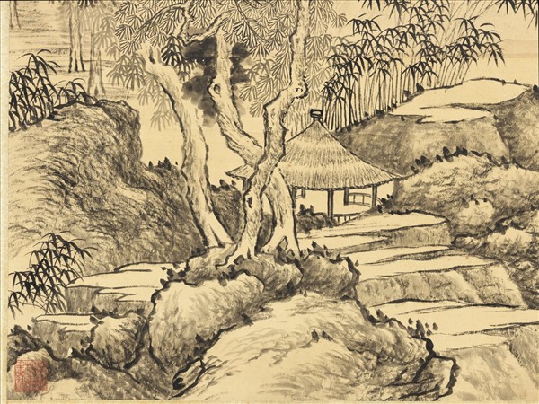 清錢維城畫雲峰蕭寺　軸