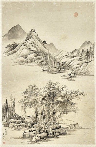 清錢維城秋溪飛瀑　軸