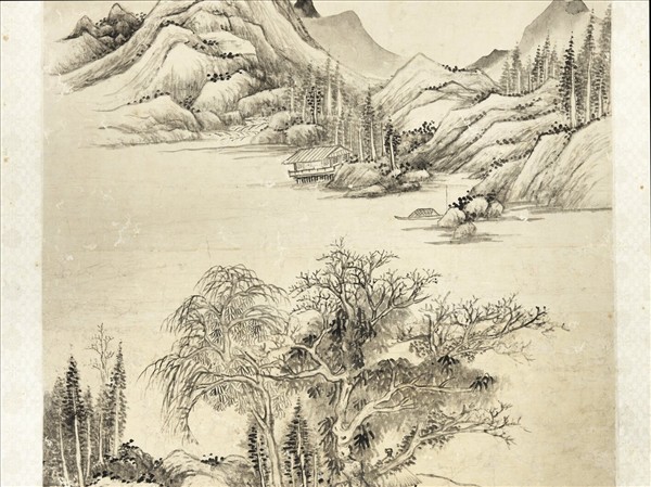 清錢維城秋溪飛瀑　軸