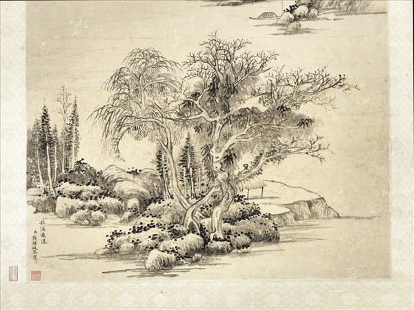 清錢維城秋溪飛瀑　軸