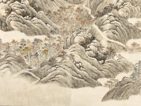 清張若澄哈納紅葉　軸