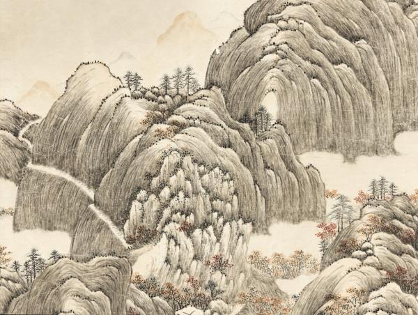 清張若澄哈納紅葉　軸