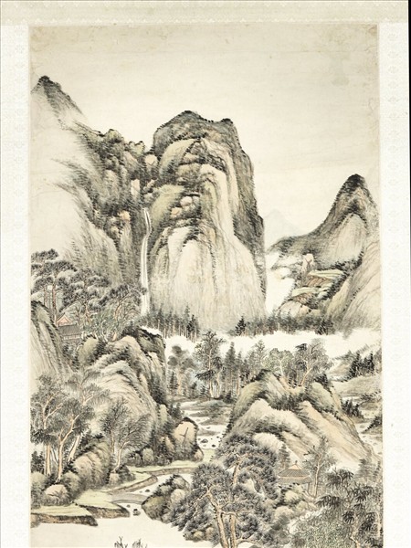 清董誥雲山飛瀑　軸